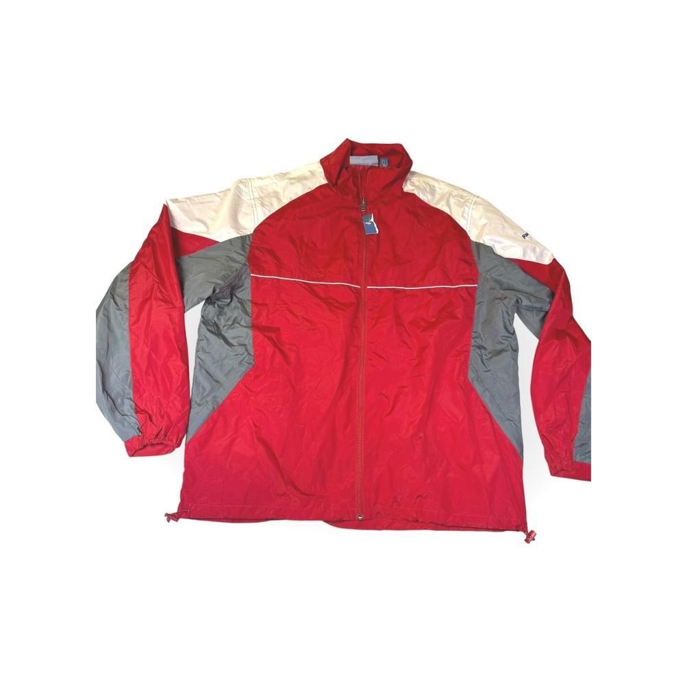 Reebok RBK Performer Jacket Red White Grey Lightweight Zip‎ Up Track Jacket L